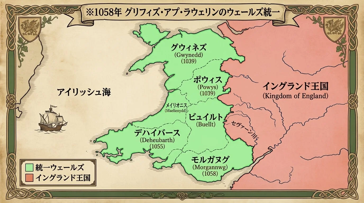 1058年 グリフィズ・アプ・ラウェリンのウェールズ統一