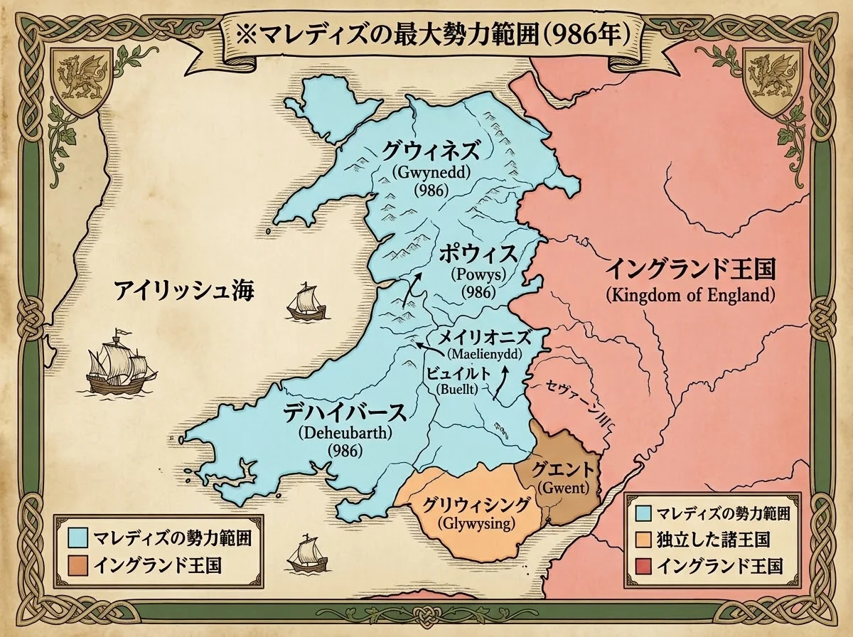 マレディズの最大勢力範囲(986年)