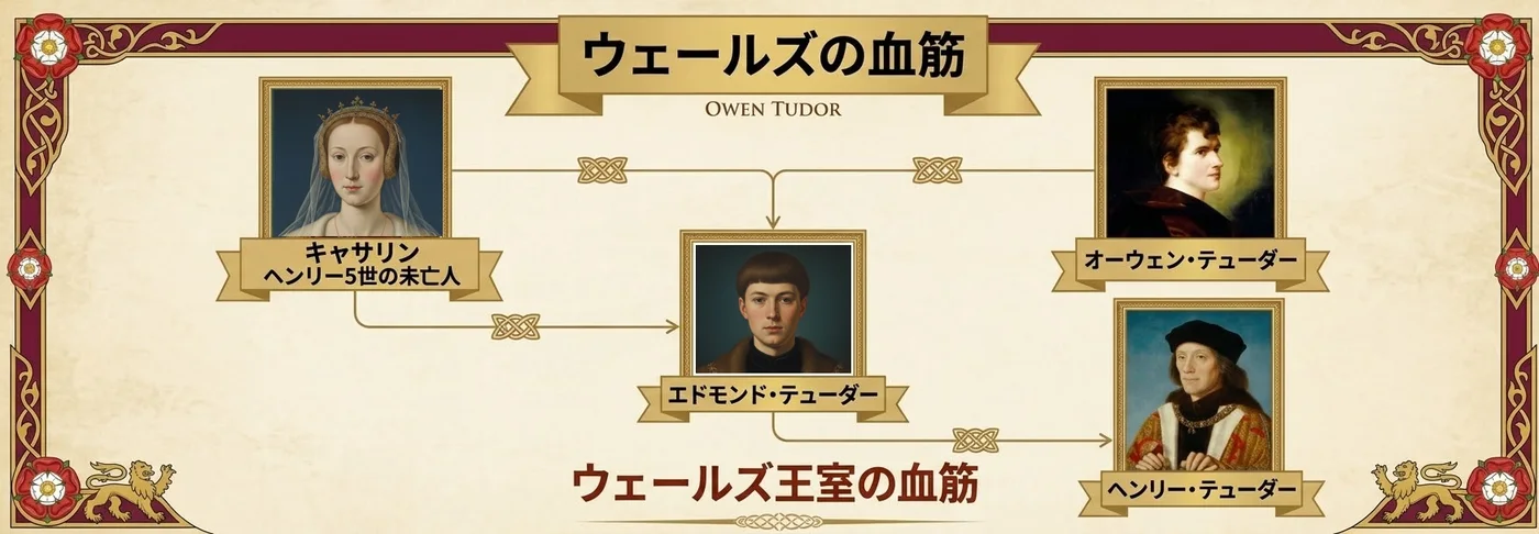 キャサリン王妃とオーウェン・テューダーから続く血筋